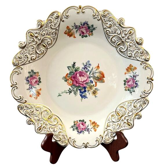 J L Menau Graf Von Henneberg Porzellan Hand Enameled Serving Charger Plate Dish - Picture 1 of 6
